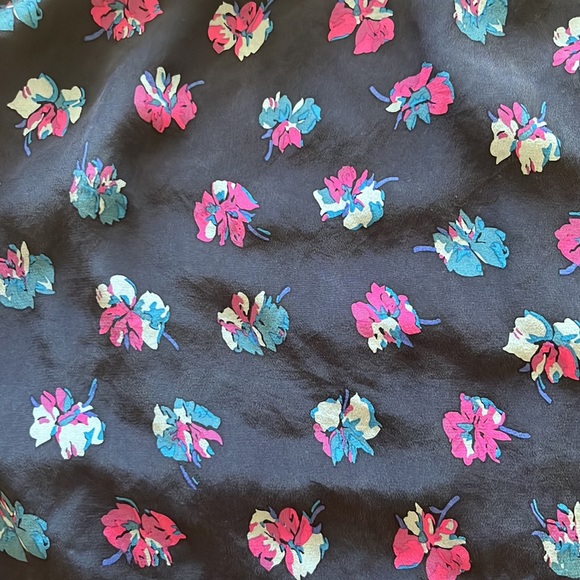 Rebecca Taylor Navy Blue Floral Dress Size 4 - Picture 8 of 10